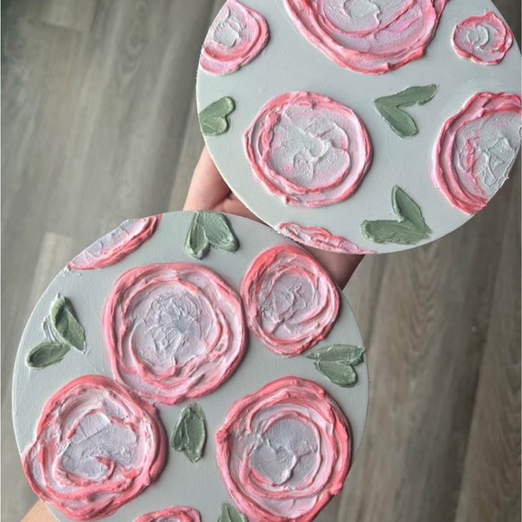 Floral Round Wall Art Decor 6.5” - Picture 3 of 5